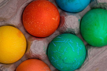 Fototapeta na wymiar Easter eggs in a flat