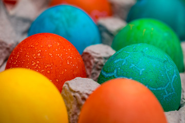 Easter eggs in a egg cartton