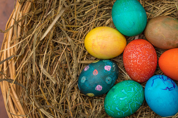 Easter Eggs in a nest of hay