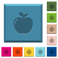 Obraz premium Apple engraved icons on edged square buttons