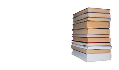 pile of books on white isolated background