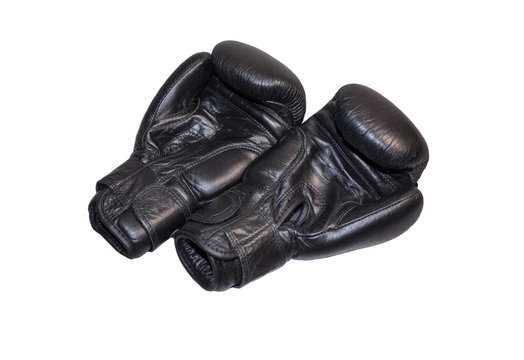 black Boxing gloves on white isolated background