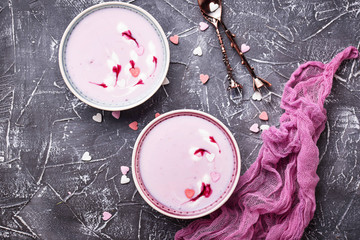 Fototapeta na wymiar Sweet berry smoothies in bowls. Healthy dessert
