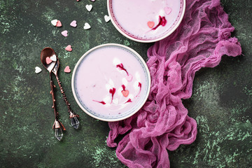 Sweet berry smoothies in bowls. Healthy dessert