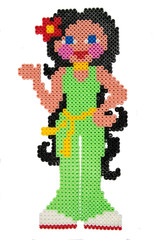Girl figure made from plastic beads