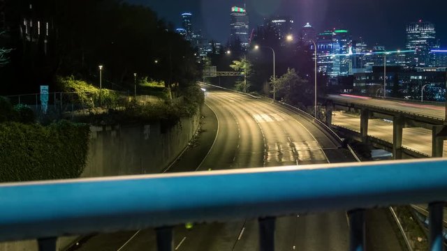 Motion Time-Lapse Downtown City Freeway Holiday Skyline Background