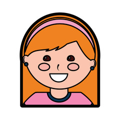 happy girl with headband kid child icon image vector illustration design 