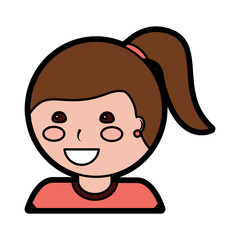 happy girl with ponytail kid child icon image vector illustration design 