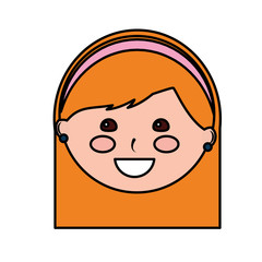 happy girl with headband kid child icon image vector illustration design 