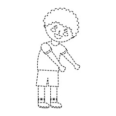 happy boy kid child icon image vector illustration design  black dotted line