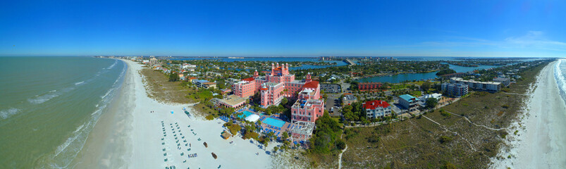 Fototapeta na wymiar Aerial image of The Don CeSar St Pete Beach FL