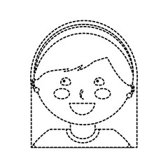 happy girl with headband kid child icon image vector illustration design  black dotted line