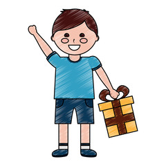 boy with gift box icon image vector illustration design 