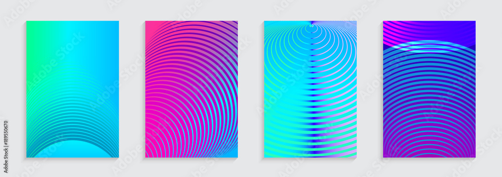 Poster vector illustration of bright color abstract pattern background with concentric circles for minimal 