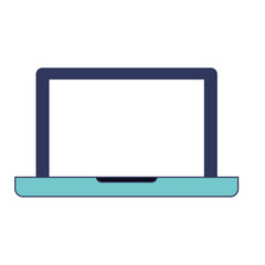 laptop computer icon in blue color sections silhouette vector illustration