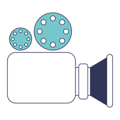 video camera icon in blue color sections silhouette vector illustration