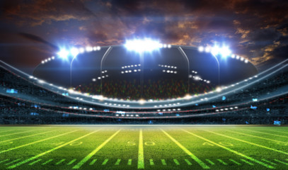 stadium in lights and flashes 3d.