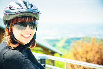 Young Woman Riding Her Mountain Bike