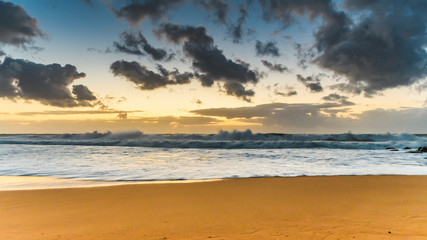 Sunrise Seascape with Big Surf