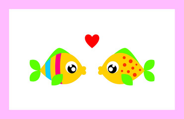 cute valentine fish vector. cute wedding fish vector