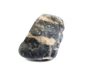 Black flint stone isolated on white background