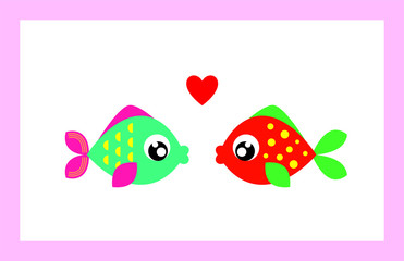 cute valentine fish vector. cute wedding fish vector