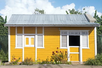 Typical Caribbean house, yellow.