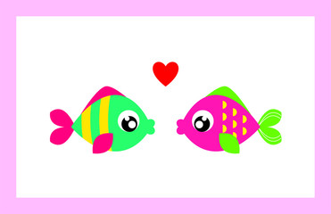cute valentine fish vector. cute wedding fish vector