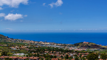 Naklejka na ściany i meble This panorama photo shows the lower part of the Orotava valley to Puerto de la Cruz.