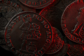 Macro of ancient silver medieval coin