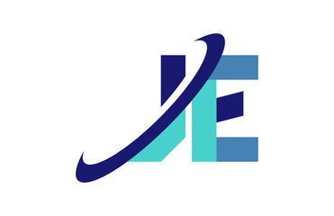 JE Ellipse Swoosh Ribbon Letter Logo