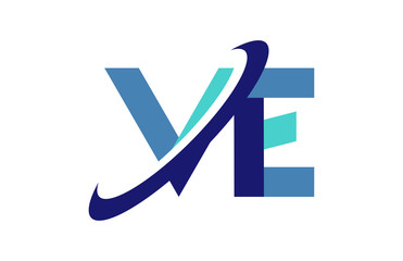 VE Ellipse Swoosh Ribbon Letter Logo