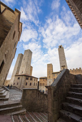 San Gimignano (Italy) - The famous small walled medieval hill town in the province of Siena, Tuscany. Known as the Town of Fine Towers, or the Medieval Manhattan. Here the awesome historic center.