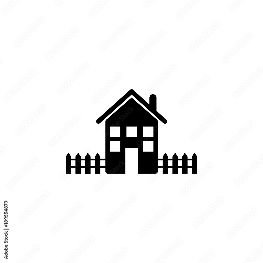 Poster house with a fence icon. elements of real estate transactions icon for concept and web apps. illustr