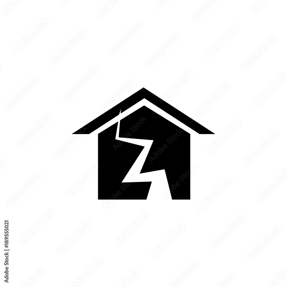 Poster earthquake and house icon. elements of real estate transactions icon for concept and web apps. illus