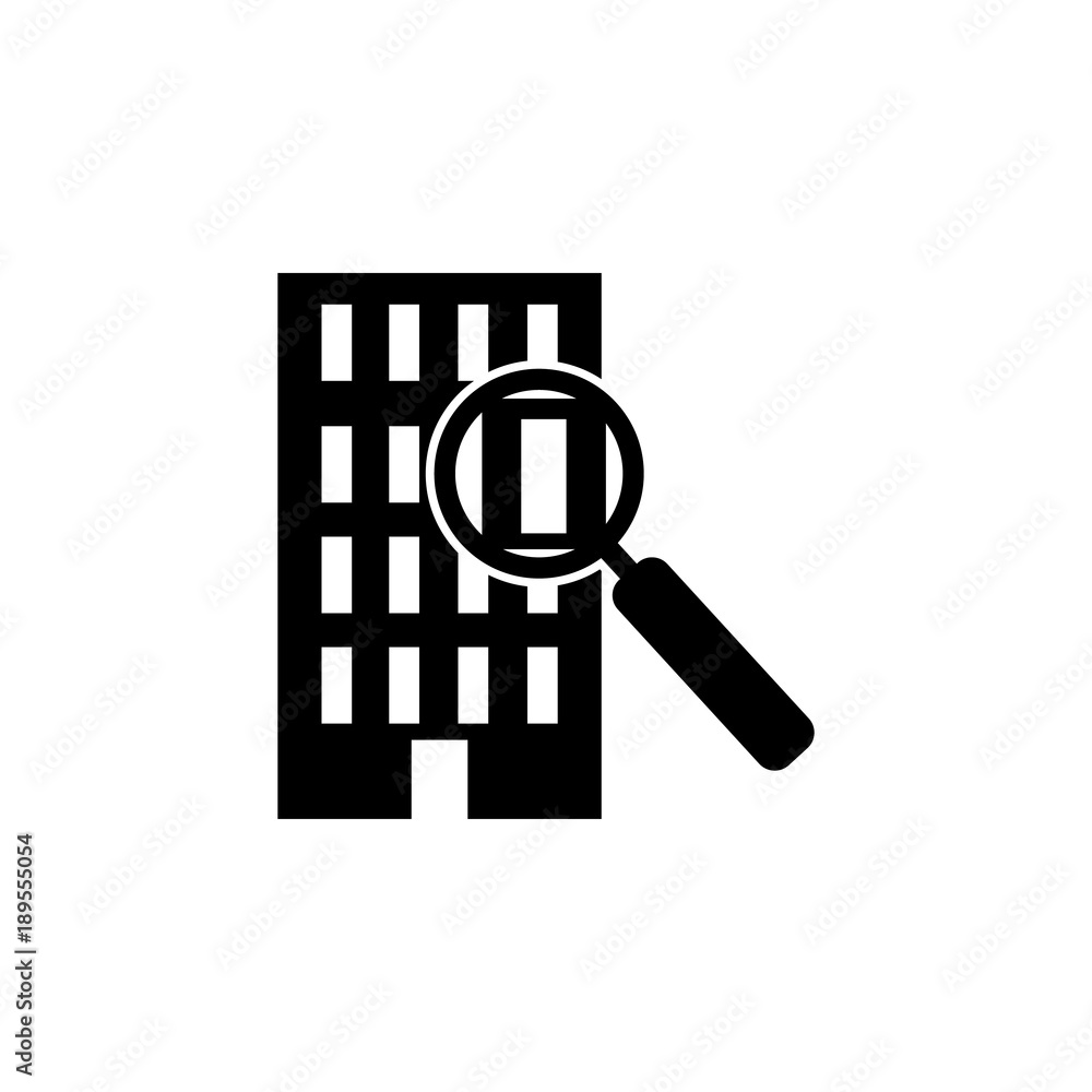 Poster magnifier and apartment icon. elements of real estate transactions icon for concept and web apps. il