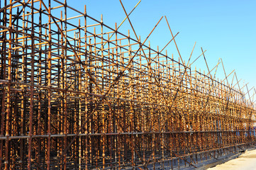 Production of reinforced concrete frame construction site