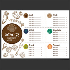 menu barbecue grill restaurant template design graphic objects