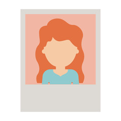 identification photo of faceless woman with long wavy hair in colorful silhouette vector illustration