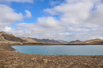 Iceland Landscape - Blue Water and Clouds