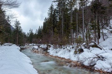 Mountain river in winter