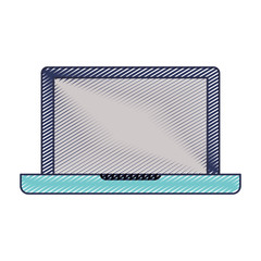 laptop computer icon in colored crayon silhouette vector illustration
