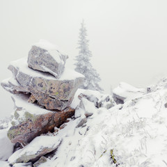 Fototapeta na wymiar Urals winter landscape. The Ural Mountains. Russia landscape. 