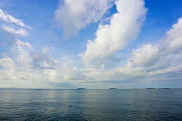 Fototapeta premium Seascape view and blue sky background.