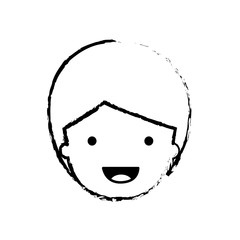 Obraz na płótnie Canvas people graphic face of child with short hair in black blurred contour vector illustration