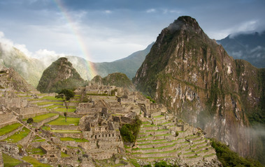 Machu Picchu with rainbow