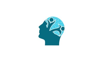 Human head and brain vector icon. Mind concept, Abstract People symbol, togetherness and community concept design,