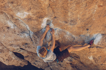 Man Bouldering Outside