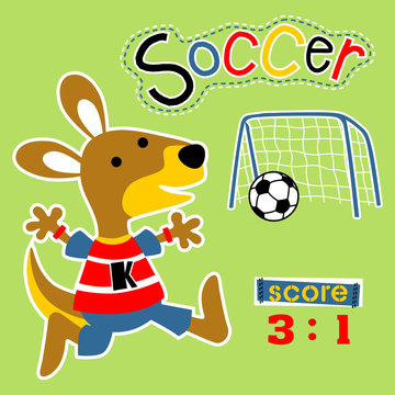 playing soccer with funny animal