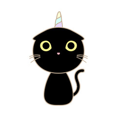 Cute black unicorn cat